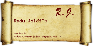 Radu Jolán névjegykártya